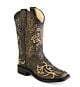 OLD WEST CHILD'S VINTAGE CHARCOAL EMBROIDERED WESTERN COWBOY BOOTS STYLE BSC1825