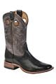 Men's Boulet Black Leather Cowboy Boots, Square Toe with Leather hot oil treated outsoles
