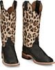 Womens Justin Boots: Cheetah Print Square Toe Black Chester
