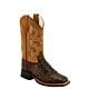 Old West Children's Print Horn Back Gator Boots w/Rubber Sole - Brown/Tan