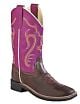 Kids Old West Cowboy Boots - Brown Hot Pink ultra Flex