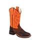 Old West Children's Broad Square Toe Boots - Brown/Neon Orange