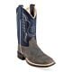 Old West Children's Broad Square Toe Boots - Grey Suede/Dark Blue