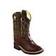 Toddler Boots - Olive Stitched with Brown Square Toe