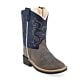 Old West Toddler Boots - Zipper - Grey Suede/Dark Blue