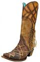 Corral Honey Lizard Laser Overlay and Lace Up Boots