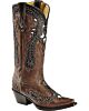 Corral Women's Tobacco Studded Overlay Cowgirl Boot Snip Toe - G1042