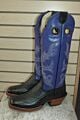 3479: Hondo Buckaroo Boots: Black Bull Hide with Grape Tops - Square Toe