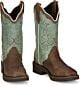 L2904 - GY2904 - Justin Gypsy Womens Boots - Brown Wide Square Toe with Turquoise and Brown Upper Shaft
