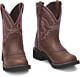L9903 Womens Justin Gypsy Short Top Round toe Boots - Brown with Pink Accents