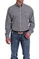 MEN'S NAVY AND GRAY MICRO GEOMETRIC PRINT BUTTON-DOWN WESTERN SHIRT
