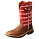 MXB0008 - Twisted X Cellstretch Square Toe Work Boots. Red Upper with White Barbed Wire.                            