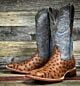 Cowboy Boots - Ostrich Printed leather - square Toe - Leather Sole - Affordable alternative to real ostrich