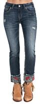Rock and Roll Cowgirl Womens Embroidered Ankle Straight Leg Jeans