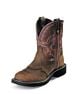 Women's Justin Steel Toe Work Boots: WANETTE BROWN - WKL9980