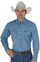 Cowboy Cut® Work Western Stonewash Denim Long Sleeve Western Snap Solid Shirt