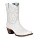 Z5071: Ladies Embroidered Stitch White Ankle Snip Toe Boot