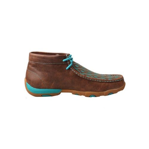 Women's Chukka Driving Moc Brown/Turquoise Twisted X