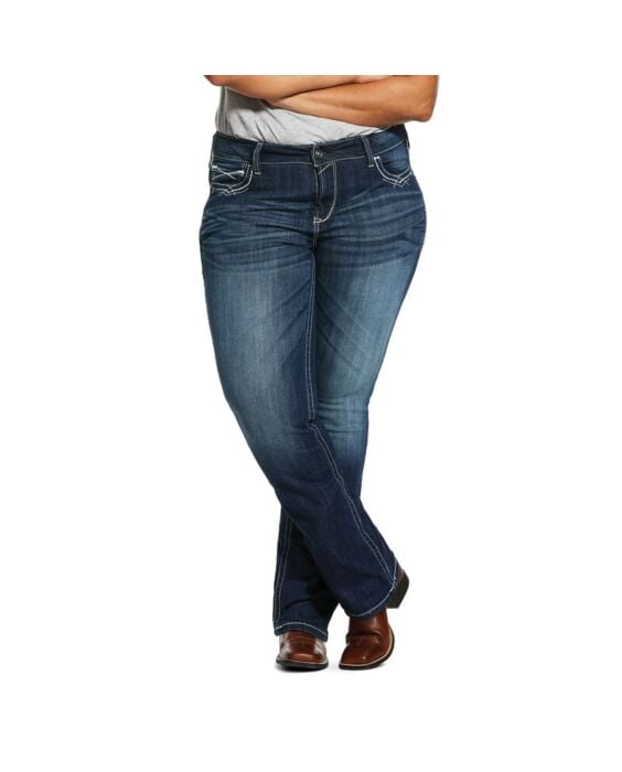 10017510W: Ariat Womens Plus Size Jeans - R.E.A.L. Mid Rise Stretch  Entwined Boot Cut Jean